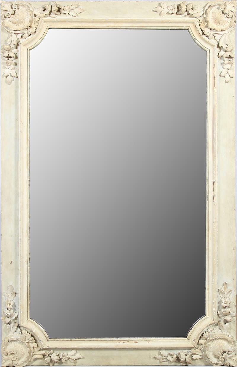 Appraisal: R gence Style Grey-Painted Mirror With mirror plate divided in