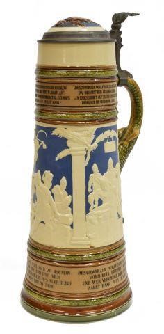 Appraisal: Mettlach pottery L master beer stein Events in the Black