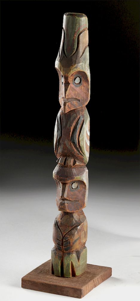 Appraisal: Early th C Pacific Northwest Coast Wooden Totem Pole Native