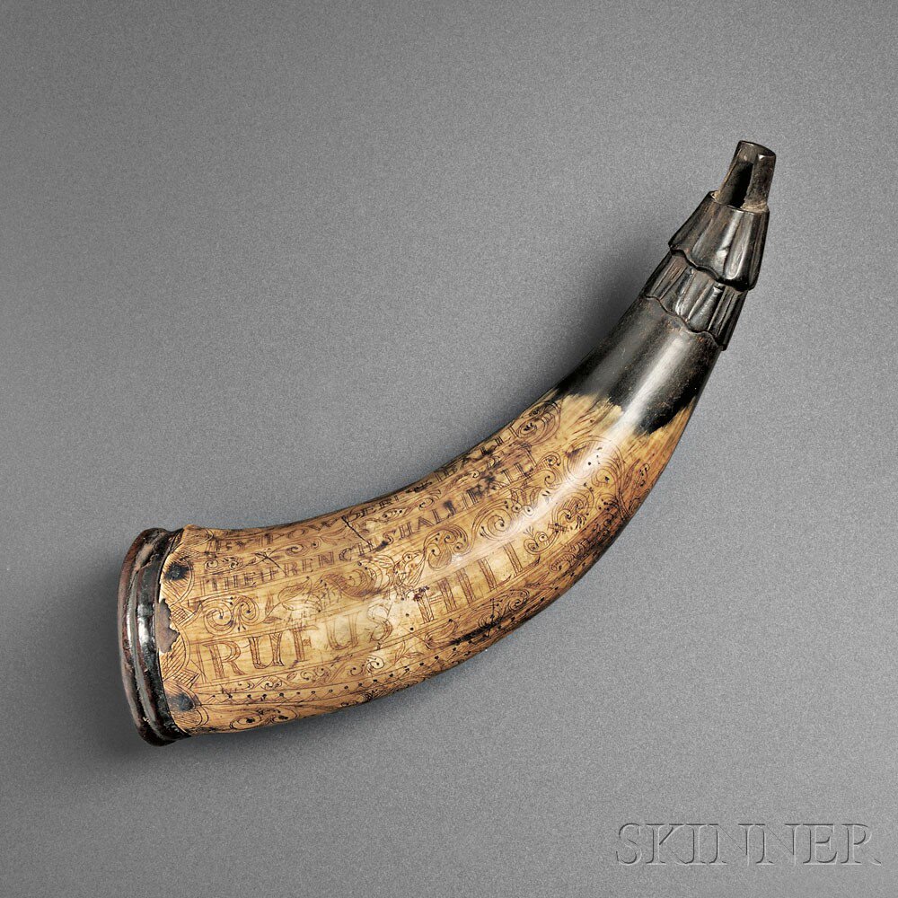 Appraisal: French and Indian War Powder Horn of Rufus Hill mid