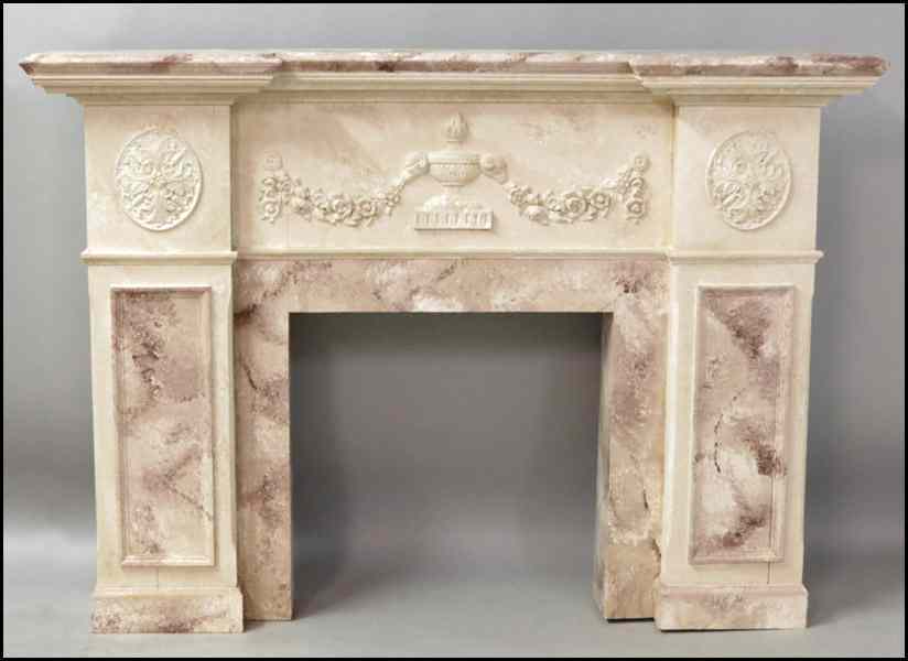 Appraisal: CARVED AND PAINTED WOOD FIREPLACE MANTLE H '' W ''