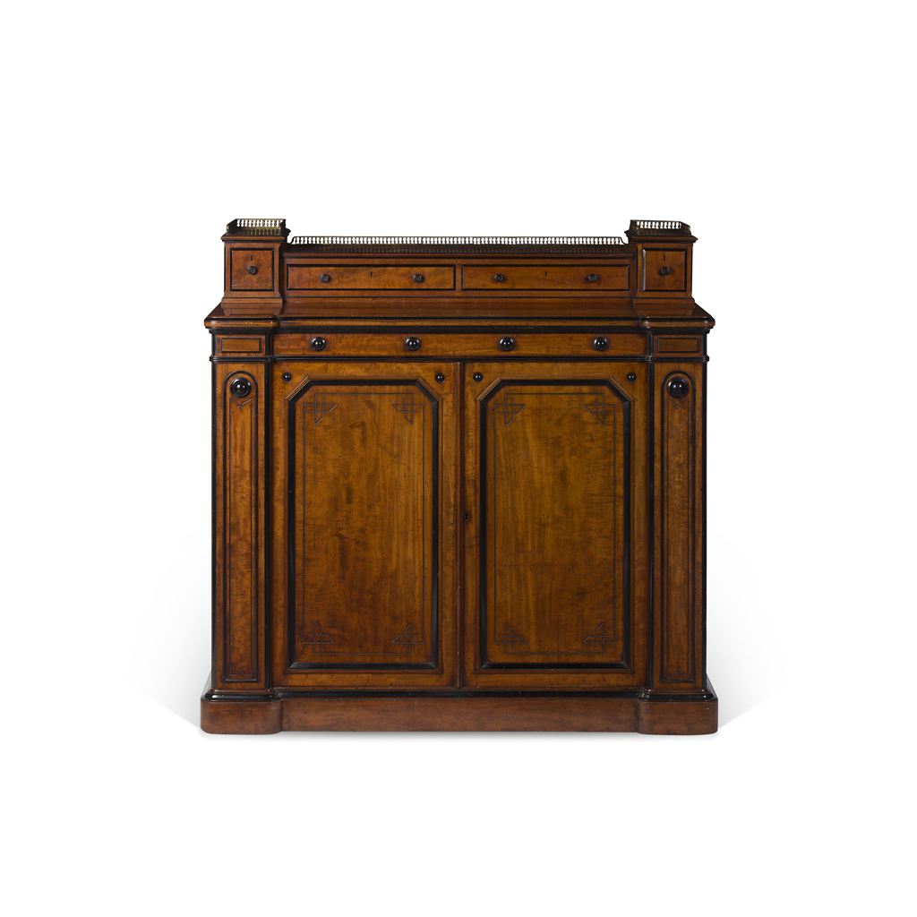 Appraisal: GOOD VICTORIAN MAHOGANY AND EBONISED SIDE CABINET BY LAMB OF