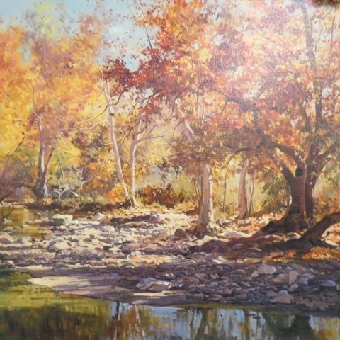 Appraisal: Dino Paravano Autumn River Giclee on canvas of image area