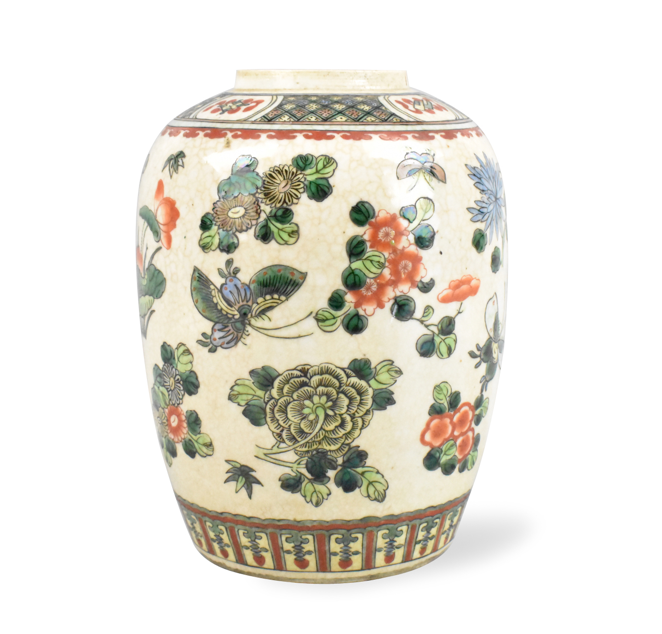 Appraisal: A Chinese ge glazed famille verte jar dating from the