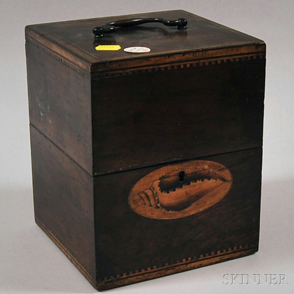 Appraisal: George III Cherry Inlaid Stationery Box early th century with