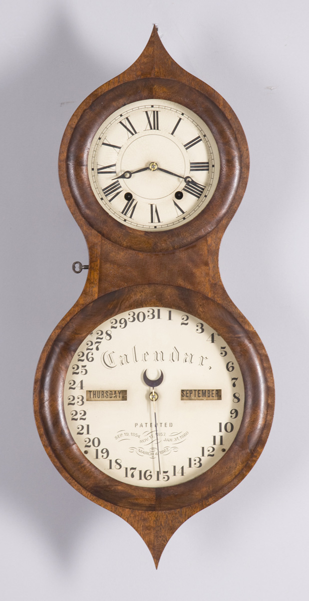 Appraisal: Rare Seth Thomas Peanut Calendar Clock Figured mahogany case Old