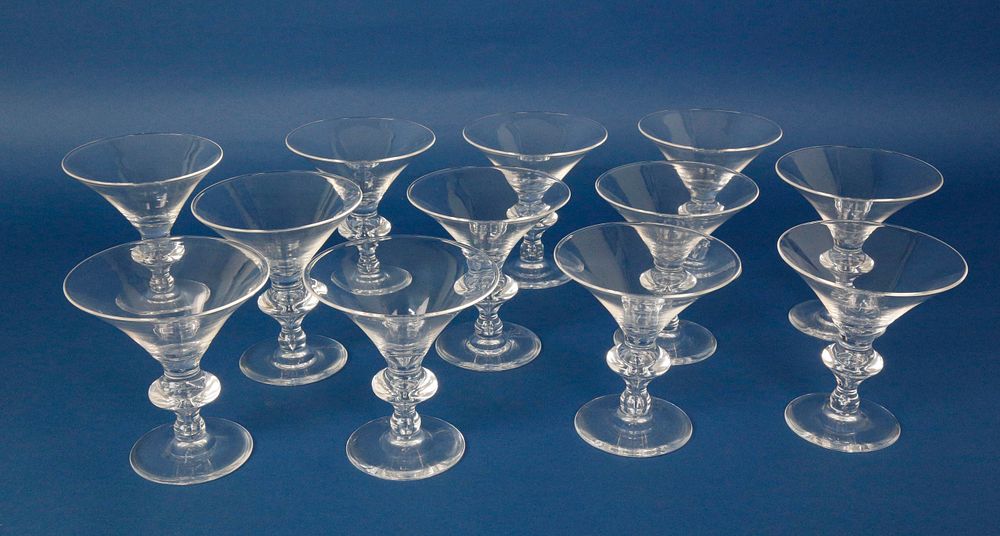 Appraisal: Set of Signed Steuben Clear Crystal Martini Glasses Set of