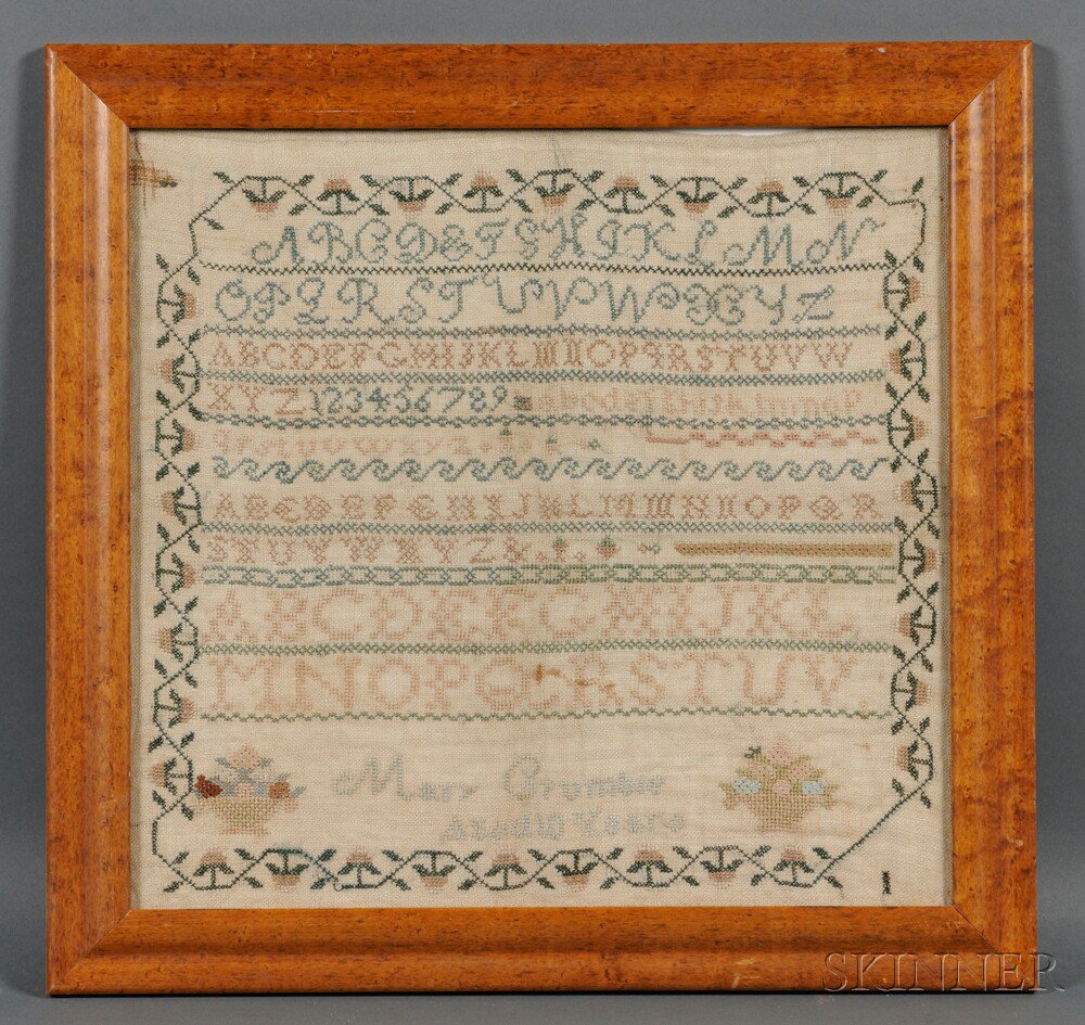 Appraisal: Needlework Sampler Mary Crumbie Aged Years reportedly c Peekskill New