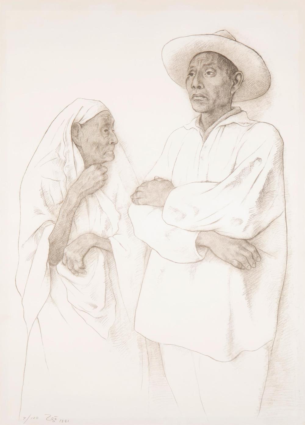 Appraisal: Francisco Z iga - Mexican La Abuela Color lithograph on