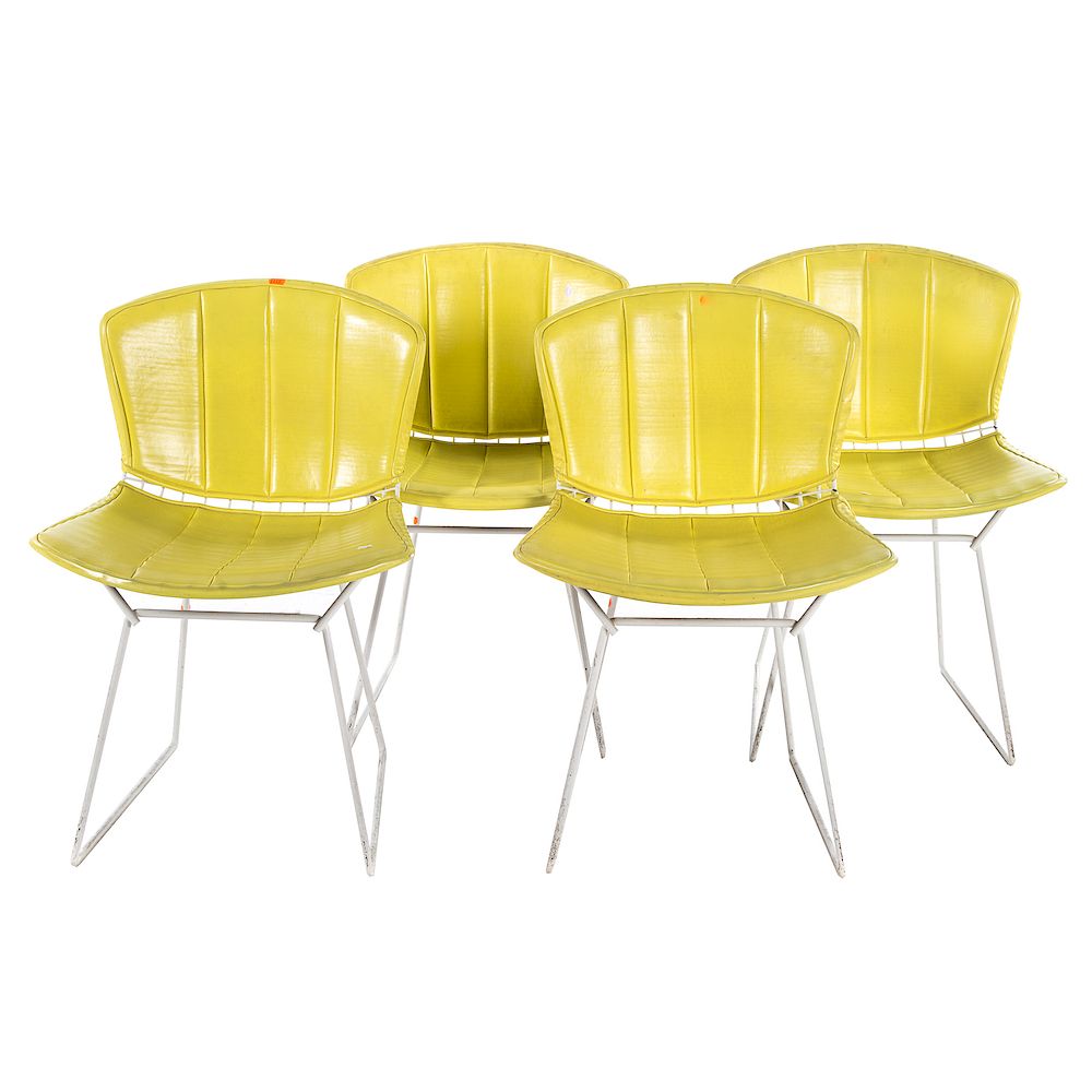 Appraisal: Four Harry Bertoia style enameled wire side chairs mid th