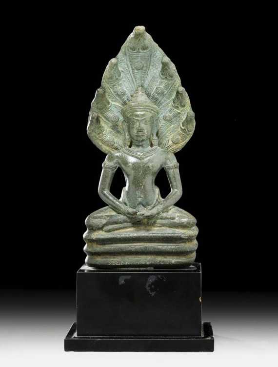 Appraisal: BUDDHA MUCHALINDA Khmer Bayon style th th century H cm