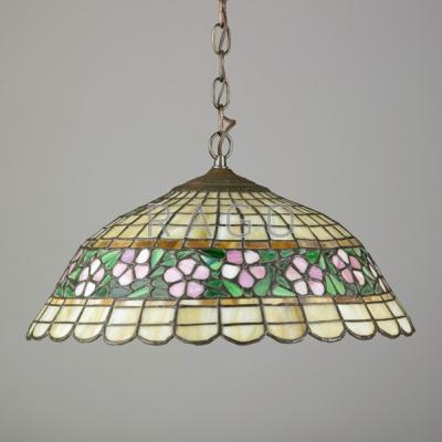 Appraisal: UNIQUE Leaded glass chandelier with apple blossoms Brooklyn NY ca