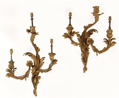 Appraisal: A pair of th century French ormolu three branch wall