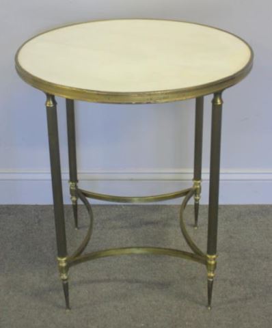 Appraisal: Marble Top Gilt Metal and Steel Center Table From a