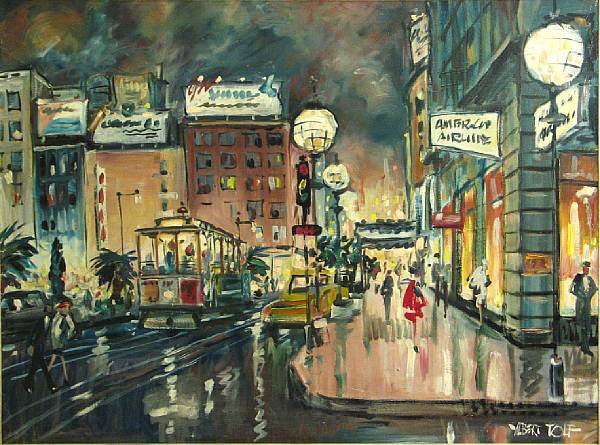 Appraisal: Albert Tolf American - Cable car at Union Square signed