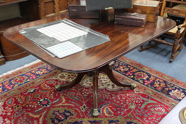 Appraisal: A TH CENTURY MAHOGANY RECTANGULAR TILT TOP BREAKFAST TABLE with