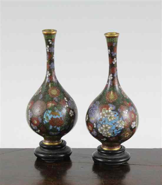 Appraisal: A pair of Meiji period cloisonn miniature bottle vases with