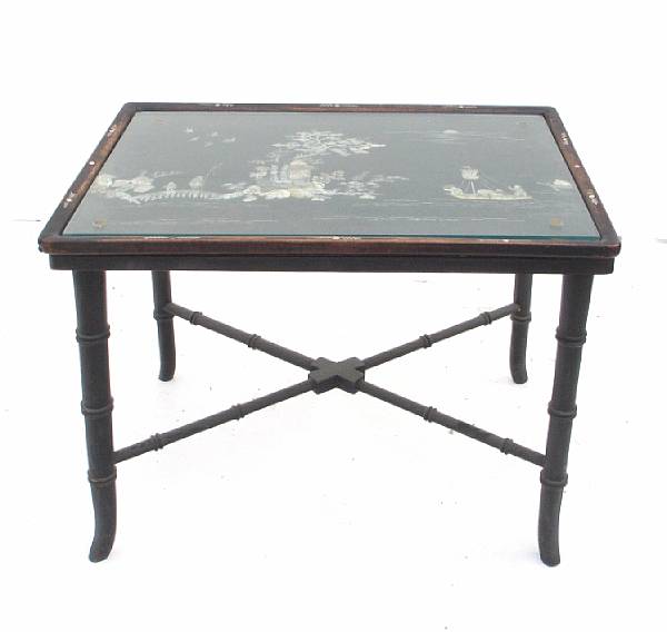 Appraisal: A faux bamboo and chinoiserie decorated coffee table height in