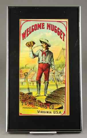 Appraisal: 'NUGGET'' TOBACCO LABEL Lithographed label depicts prospector holding large gold