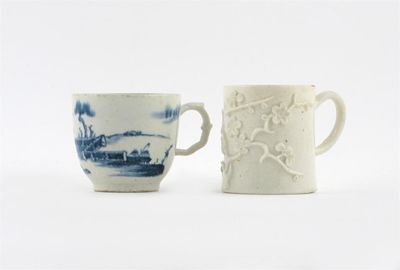 Appraisal: A Longton Hall blue and white coffee cup painted with