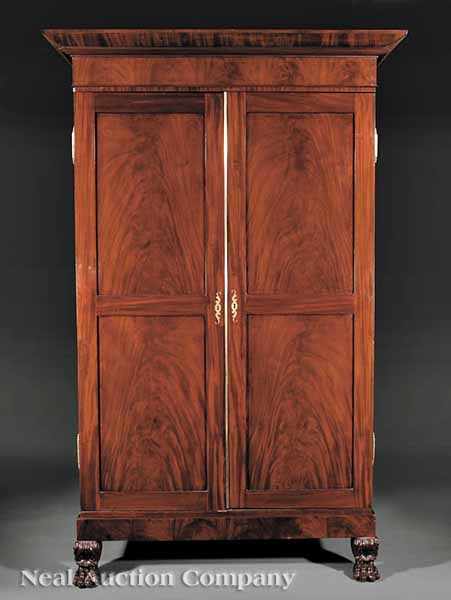 Appraisal: An American Classical Mahogany Armoire early th c stepped flared