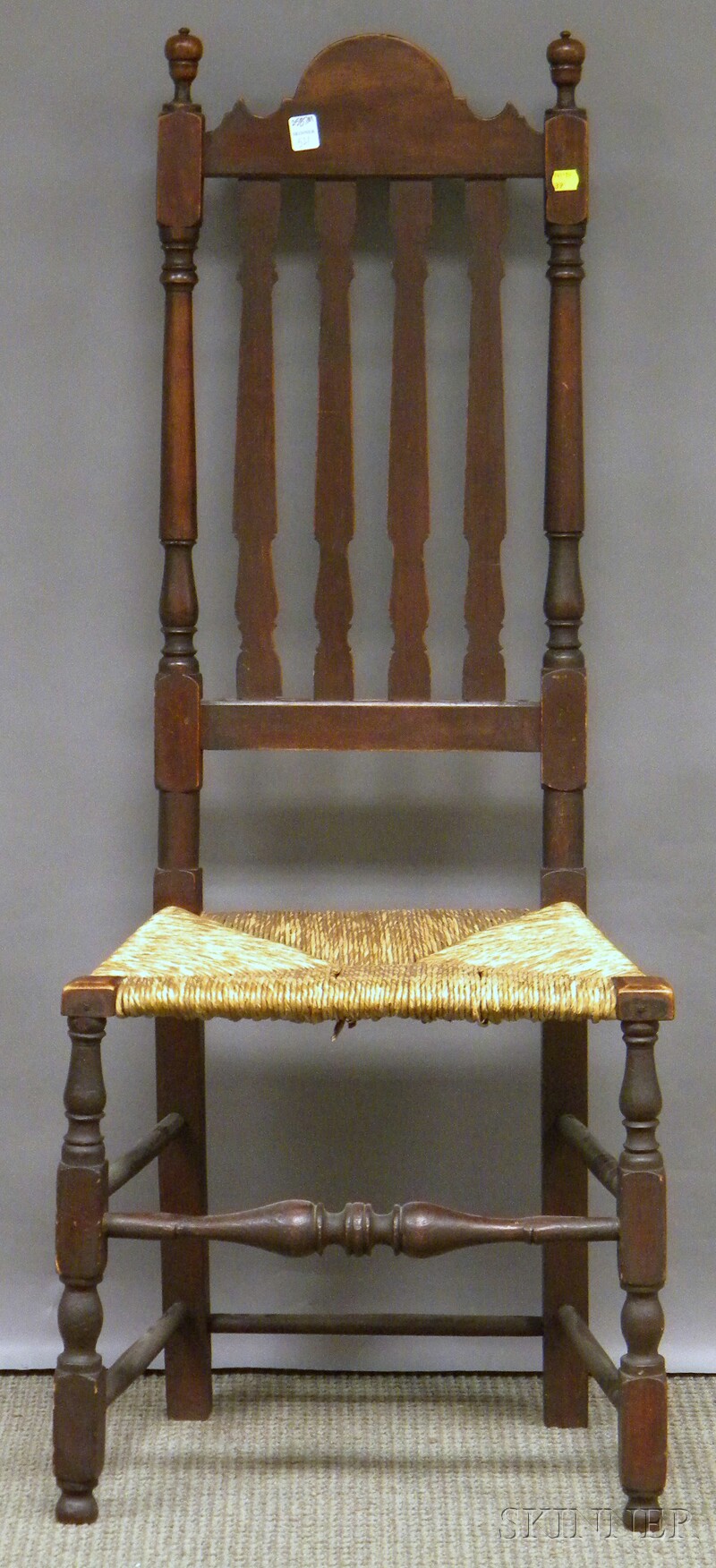 Appraisal: Maple Bannister-back Side Chair with Woven Rush Seat