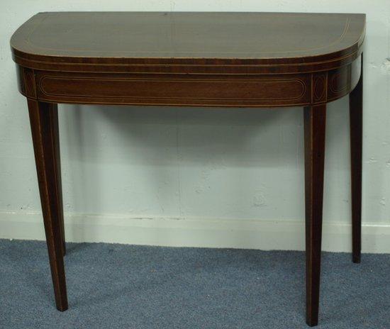 Appraisal: A th Century mahogany fold-over card table of D-shape with