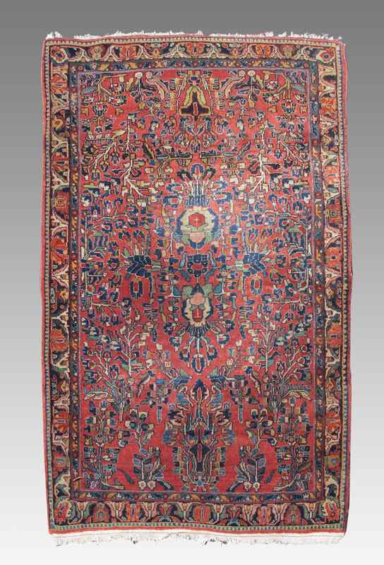 Appraisal: SEMI-ANTIQUE PERSIAN SAROUK HAND KNOTTED WOOL RUG ' '' x