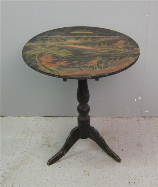 Appraisal: Japanese lacquered round table the top decorated with a landscape