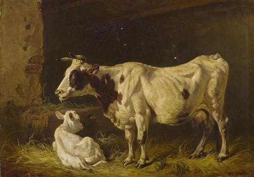 Appraisal: VOLTZ FRIEDRICH N rdlingen - Munich Cow with calf in