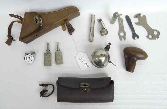 Appraisal: Early accessory lot including rare handle bar mount compass early