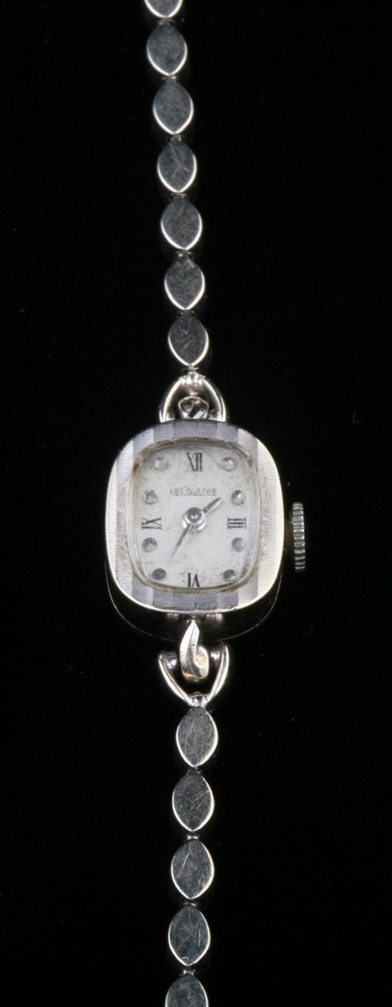 Appraisal: LADY'S K WHITE GOLD WRISTWATCH By LeCoultre Textured cushion shape