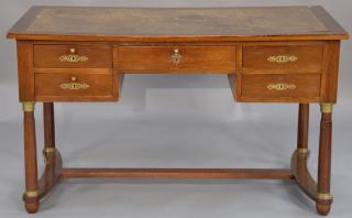 Appraisal: French Empire desk with tooled leather top and five drawers