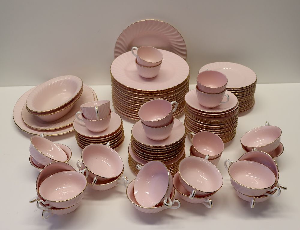 Appraisal: MINTON Grouping of Pink Colored Bone China To include Plates