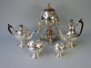 Appraisal: A four piece silver plated tea service th century comprising