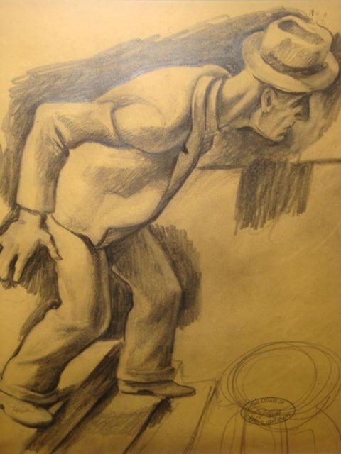 Appraisal: CELENTANO Daniel Graphite Drawing Man in Hat signed lower right