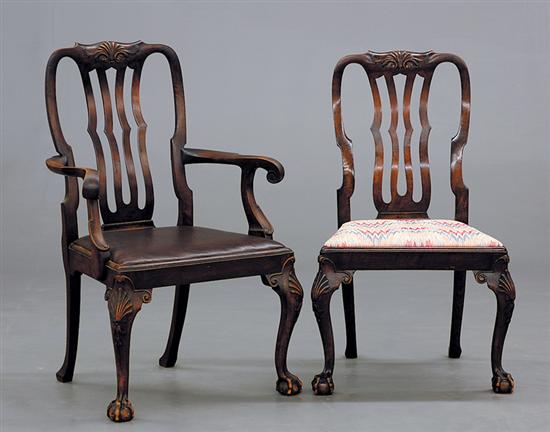 Appraisal: Queen Anne style walnut set of ten dining chairs late