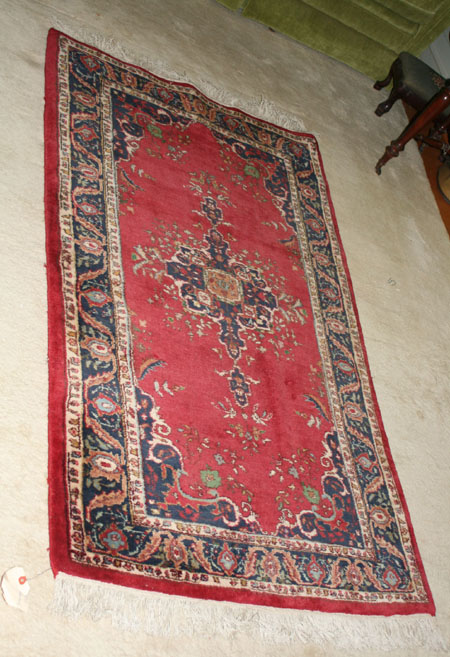 Appraisal: Turkish Hamadan Red Ground Rug Post ft in x ft