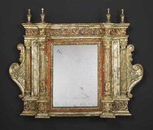 Appraisal: PAINTED MIRROR Baroque probably Sicily circa Polychrome painted and partly