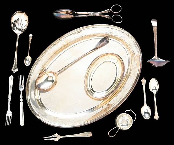 Appraisal: A group of plated table articles and flatware Comprising hotel