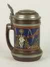 Appraisal: STEIN - Metlach liter engraved stein with skull and oak