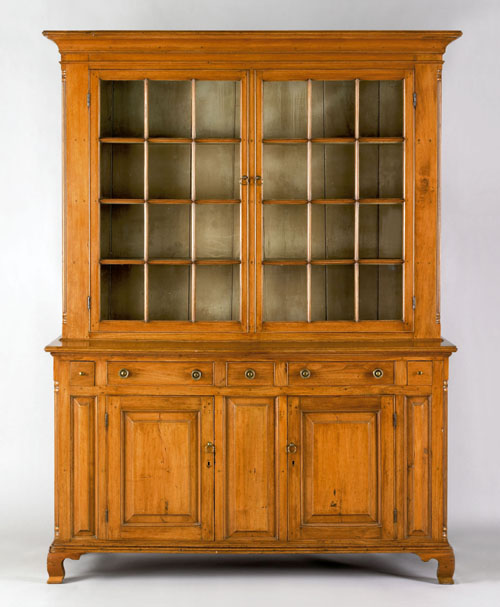 Appraisal: Pennsylvania Chippendale walnut Dutch cupboard ca the molded cornice above