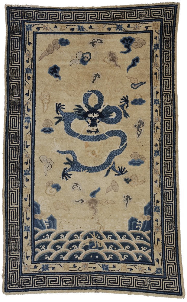 Appraisal: Chinese Rug late th century five-toed dragon in sky with