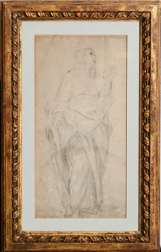 Appraisal: ATTRIBUTED TO CARLO MARATTA - STANDING FEMALE FIGURE Chalk on