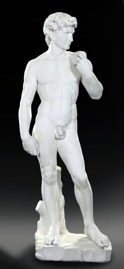 Appraisal: Large Cast-Stone Garden Figure of David raised on a large