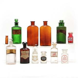 Appraisal: Group of Twelve Vintage and Antique Poison Bottles most retaining