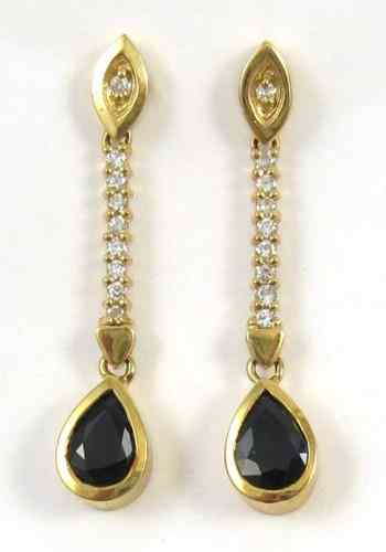 Appraisal: PAIR OF SAPPHIRE AND DIAMOND EARRINGS each k yellow gold