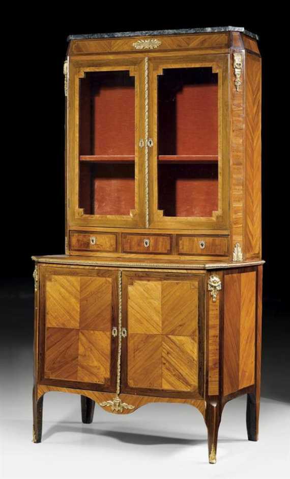 Appraisal: BREAKFRONT CABINET late Louis XV Paris th th century Tulipwood