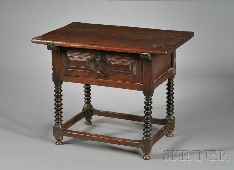 Appraisal: Spanish Baroque Single Drawer Side Table composed of antique elements