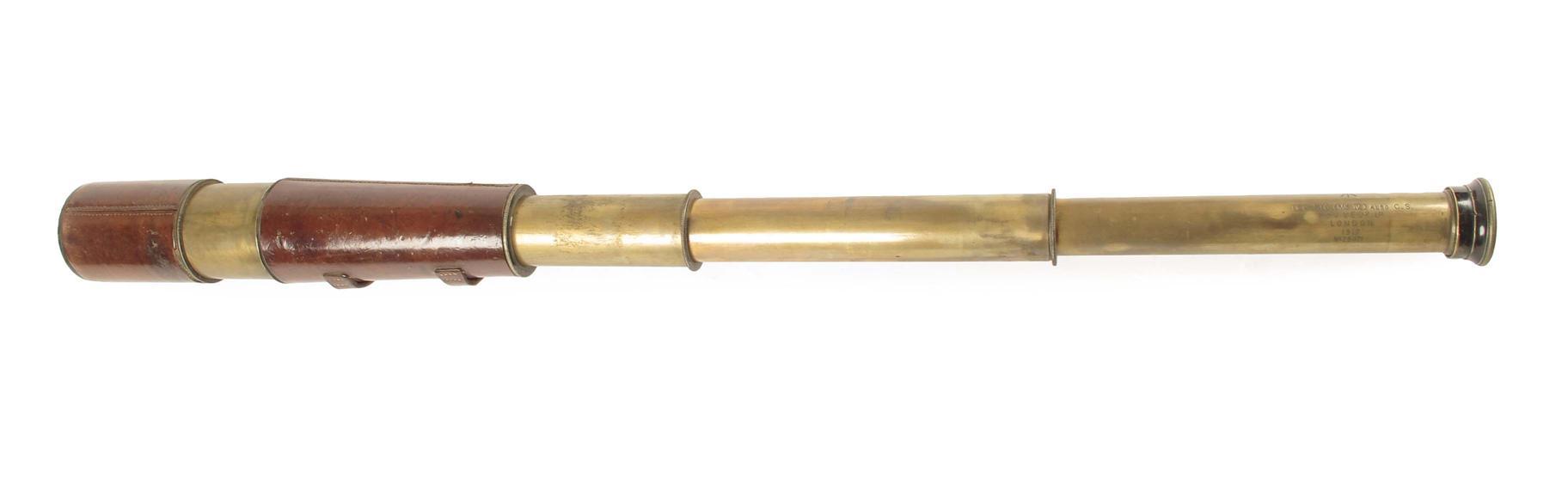 Appraisal: A brass three draw inch telescope by R amp J